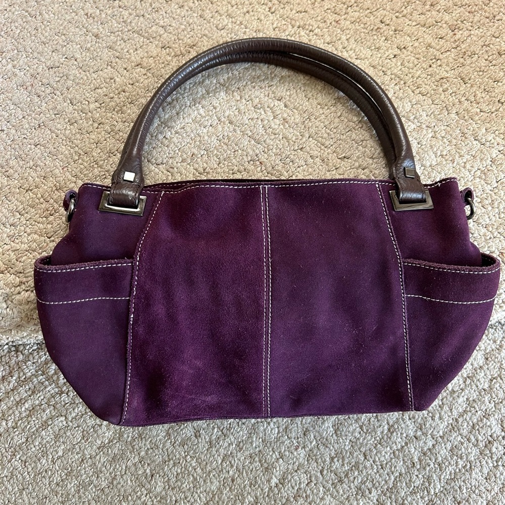 Vintage Alfani dark purple suede and leather bag